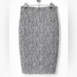 Express Textured Black and White Editor High Waist Pencil Skirt